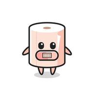 Cartoon Illustration of tissue roll with tape on mouth vector