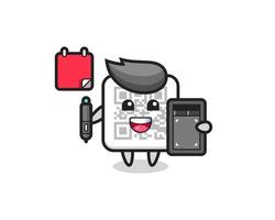 Illustration of qr code mascot as a graphic designer vector