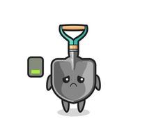 shovel mascot character doing a tired gesture vector