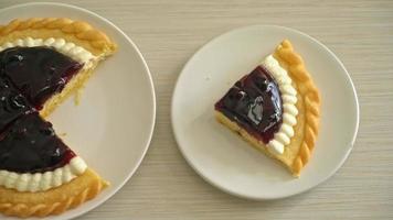 Blueberry cheese pie on plate video