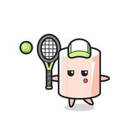 Cartoon character of tissue roll as a tennis player vector