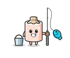 Mascot character of tissue roll as a fisherman vector