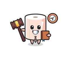 Mascot cartoon of tissue roll as a judge vector