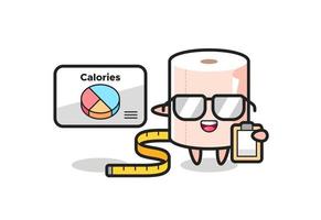 Illustration of tissue roll mascot as a dietitian vector