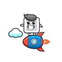 qr code mascot character riding a rocket vector