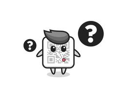 Cartoon Illustration of qr code with the question mark vector