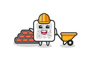 Cartoon character of qr code as a builder vector