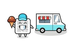 Mascot cartoon of qr code with ice cream truck vector