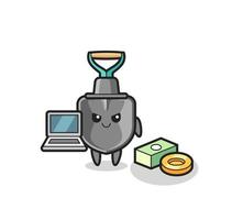 Mascot Illustration of shovel as a hacker vector