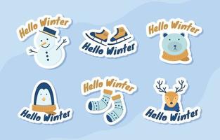 Set of Winter Festivity Sticker vector