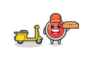 Character Illustration of emergency panic button as a pizza deliveryman vector