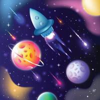 Galaxy with Spaceship Background vector