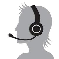 Profile portrait of call center operator with headset vector
