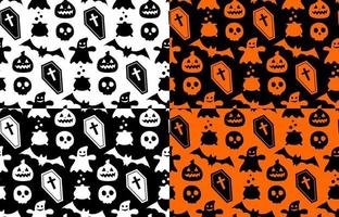 Seamless repeating pattern with Halloween symbols. silhouettes vector