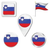 Set of icons of the national flag of Slovenia vector