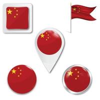 Set of icons of the national flag of China vector