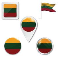 Set of icons of the national flag of Lithuania vector