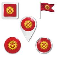 conjunto de iconos de la bandera nacional de kirguistán
