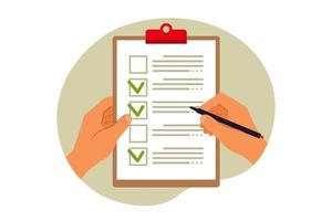 Checklist concept. Questionnaire, survey, clipboard, task list. vector