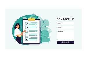 Contact us form template for web. Checklist, to-do list. vector