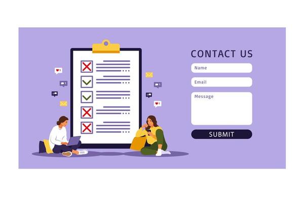 Contact us form template for web. Checklist, to-do list.