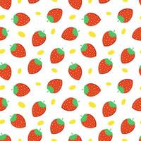 Strawberry fresh fruit seamless abstract pattern on white background vector