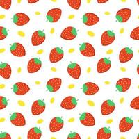 Strawberry fresh fruit seamless abstract pattern on white background vector