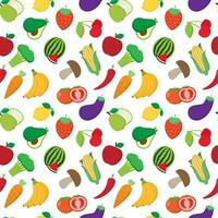 Fruit and vegetables seamless abstract pattern on white background vector