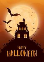 halloween background with spooky haunted house vector