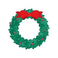 christmas wreath A garland made of holly berries on a pine branch. vector