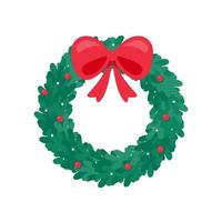 christmas wreath A garland made of holly berries on a pine branch. vector