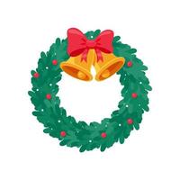 christmas wreath A garland made of holly berries on a pine branch. vector