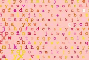 Light red, yellow vector pattern with ABC symbols.