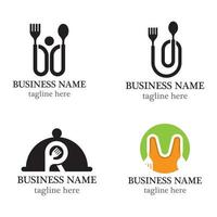 Cuchara y tenedor logo plantilla vector diseño de conjunto de iconos