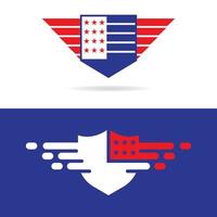 Shield with america flag logo template icon design vector