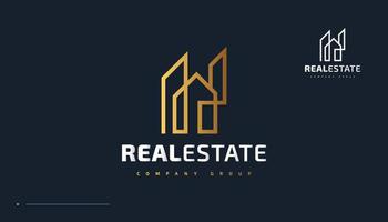 Abstract and Minimalist Real Estate Logo Design with Line Style vector