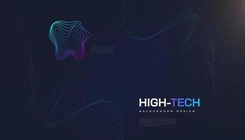 Abstract Futuristic Technology Background with Dotted Wave and Rays vector