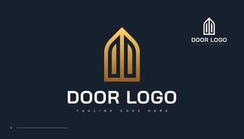 Golden Closed Door Logo Design. Door Property Logo vector