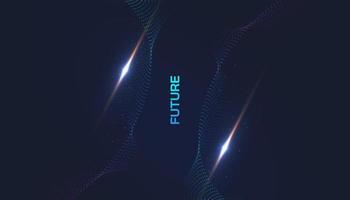 Abstract Futuristic Technology Background with Dotted Wave and Rays vector