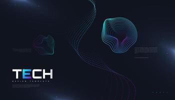 Abstract Futuristic Technology Background with Dotted Wave and Rays vector