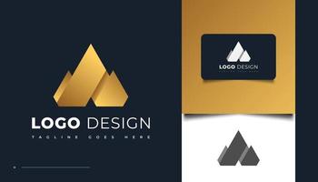 Abstract Gold Letter A Logo Design in Paper Style
