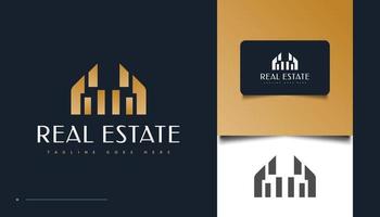 Luxury Abstract Gold Real Estate Logo Design. Construction, Architecture or Building Logo Design vector