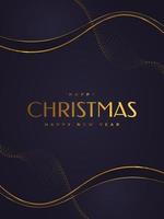 Elegant Christmas Card in Black and Gold. Merry Christmas and Happy New Year Greeting or Invitation Card vector