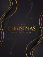 Elegant Christmas Card in Black and Gold. Merry Christmas and Happy New Year Greeting or Invitation Card vector