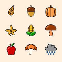 9 sets of autumn icons with colorful outlines. logo for sticker template vector