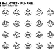 Emoji Pumpkin Outline Icon vector