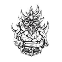 Black And White Artwork Illustration Of Ninja Summoner Vector