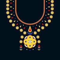 Geometric ethnic oriental pattern. Necklace embroidery design. vector