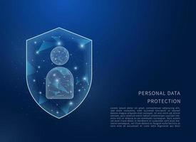 Personal data protection concept. Polygonal wireframe illustration. vector