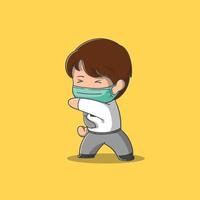 boy fight with the virus for ready back to school vector